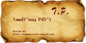 Tamássy Pál névjegykártya